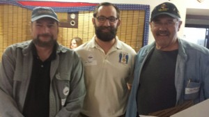 (L-R) David Salyer, Joe Marti, and Jim Monteton at the Blue Star Mothers "Packing Party" on November 15, 2014.